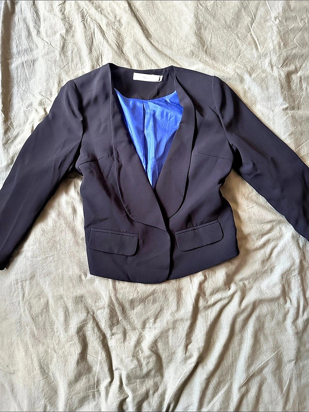 Costa Blanca Women's Blazer in Black & Blue Size 6 Like New